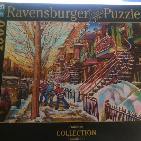 Rare Canadian Ravensburger Street Hockey 1000 Piece Jigsaw Puzzle - Picture 1 of 5